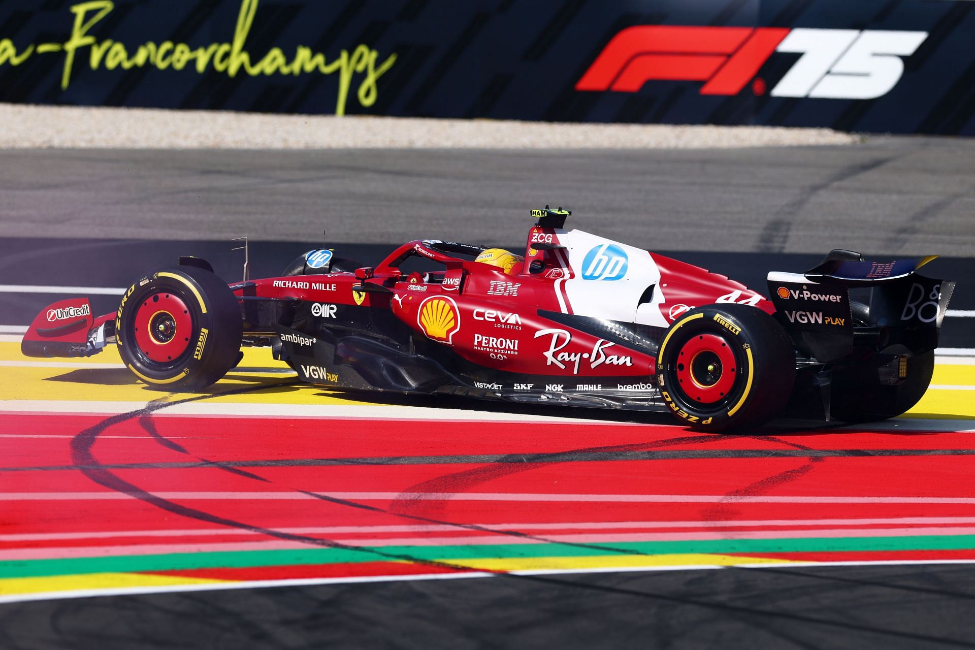 Lewis Hamilton after spinning at the bus stop chicane at the Circuit de Spa-Francorchamps at the F1 Grand Prix of Belgium race weekend - Source: Getty